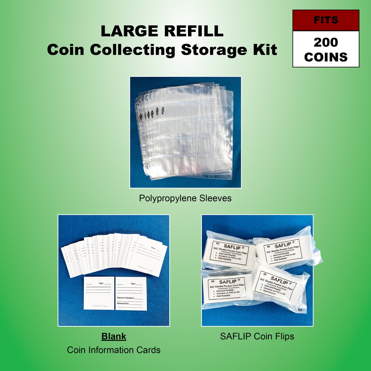 Coin Collecting Storage - LARGE REFILL Kit - fits 200 coins